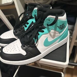 Nike Black and Teal High-Top Sneakers